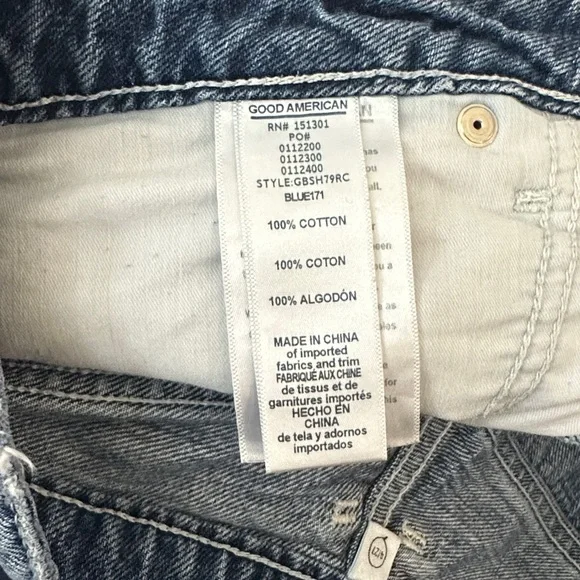 Good American Blue Distressed Jean Shorts 4/27
